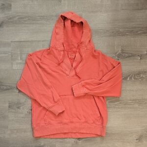 Aerie Coral Pullover Henley Hoodie